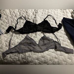 Calvin Klein Lace Bralette Duo - Black and Gray